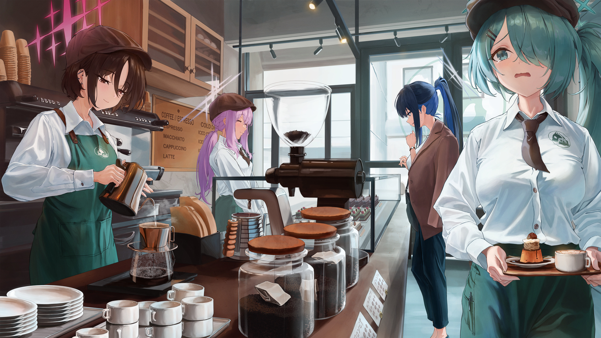 This is a pixiv picture whose title is アリウススクワッドのカフェ.