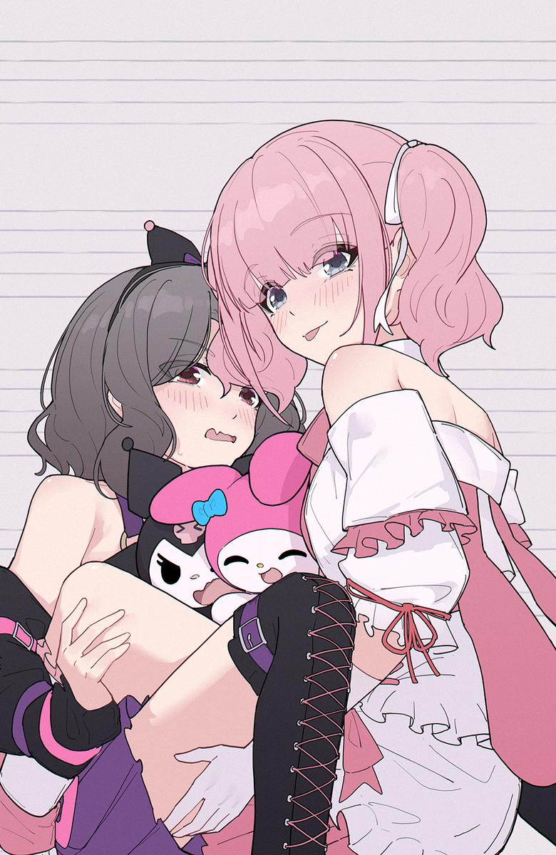 This is a pixiv picture whose title is day85 请吃tomo x hina喵😧.