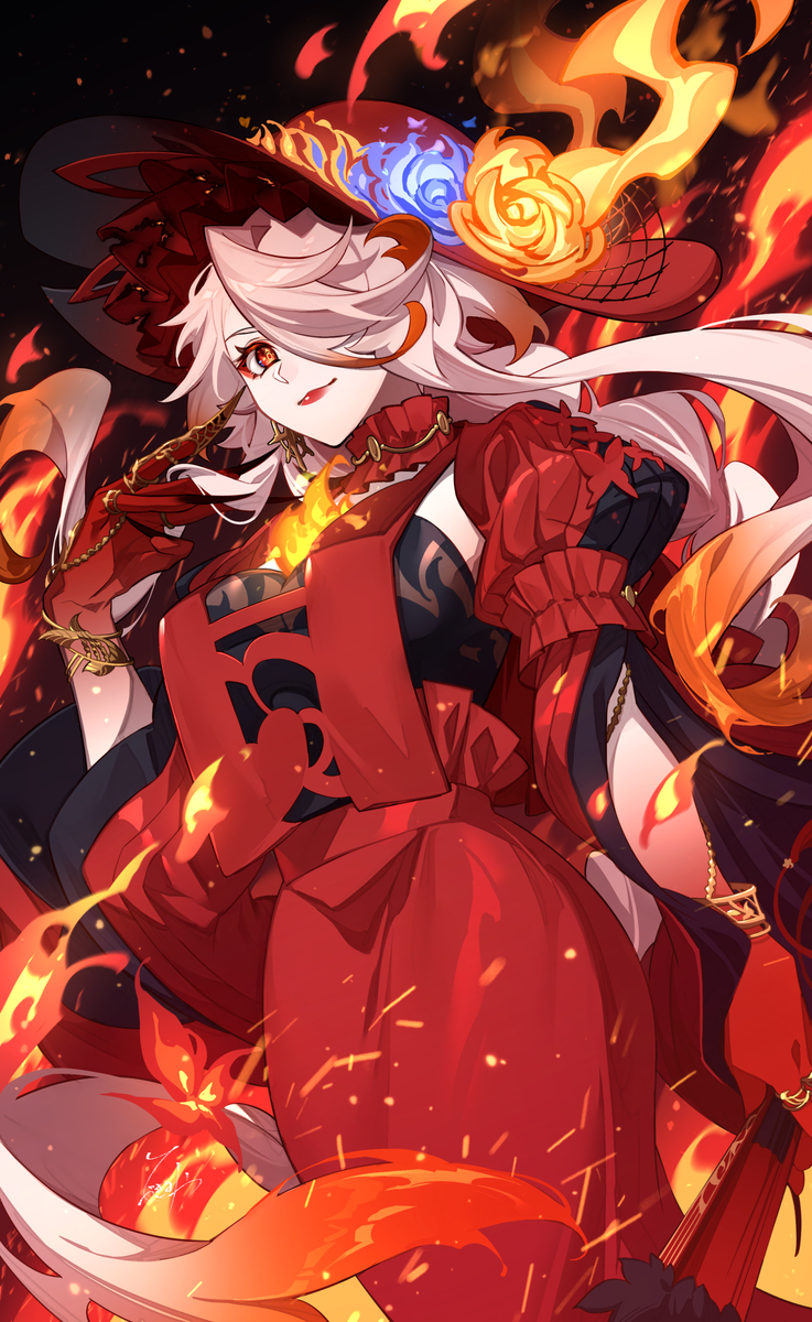 This is a pixiv picture whose title is 焔獄の貴婦人.