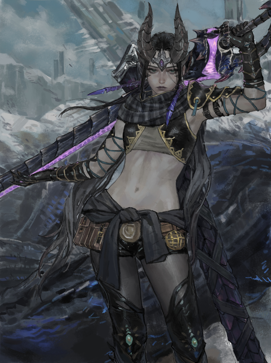 This is a pixiv picture whose title is 怪物猎人.
