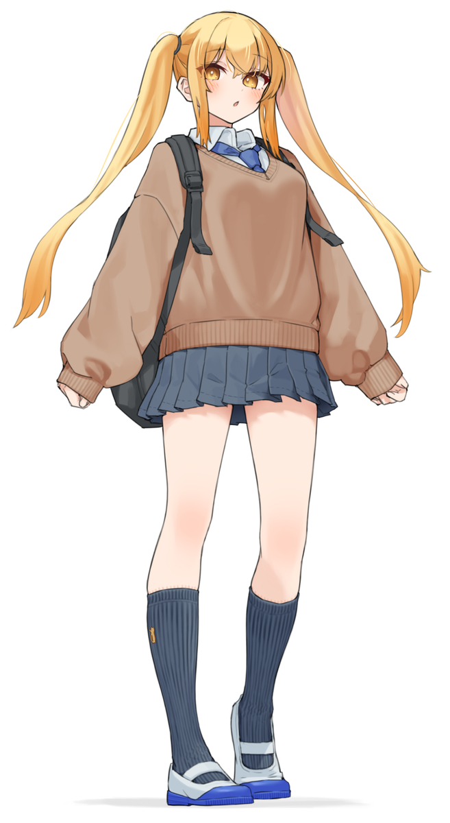This is a pixiv picture whose title is だぼ袖制服の女の子.