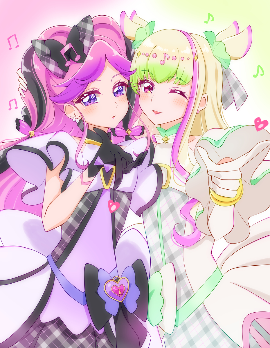 This is a pixiv picture whose title is ズキューンキッス🤍🖤.