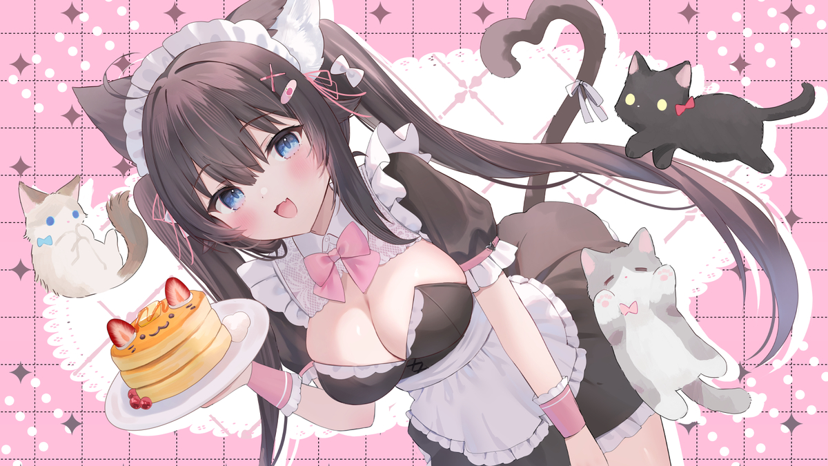 This is a pixiv picture whose title is 猫ちゃんカフェ🎀.