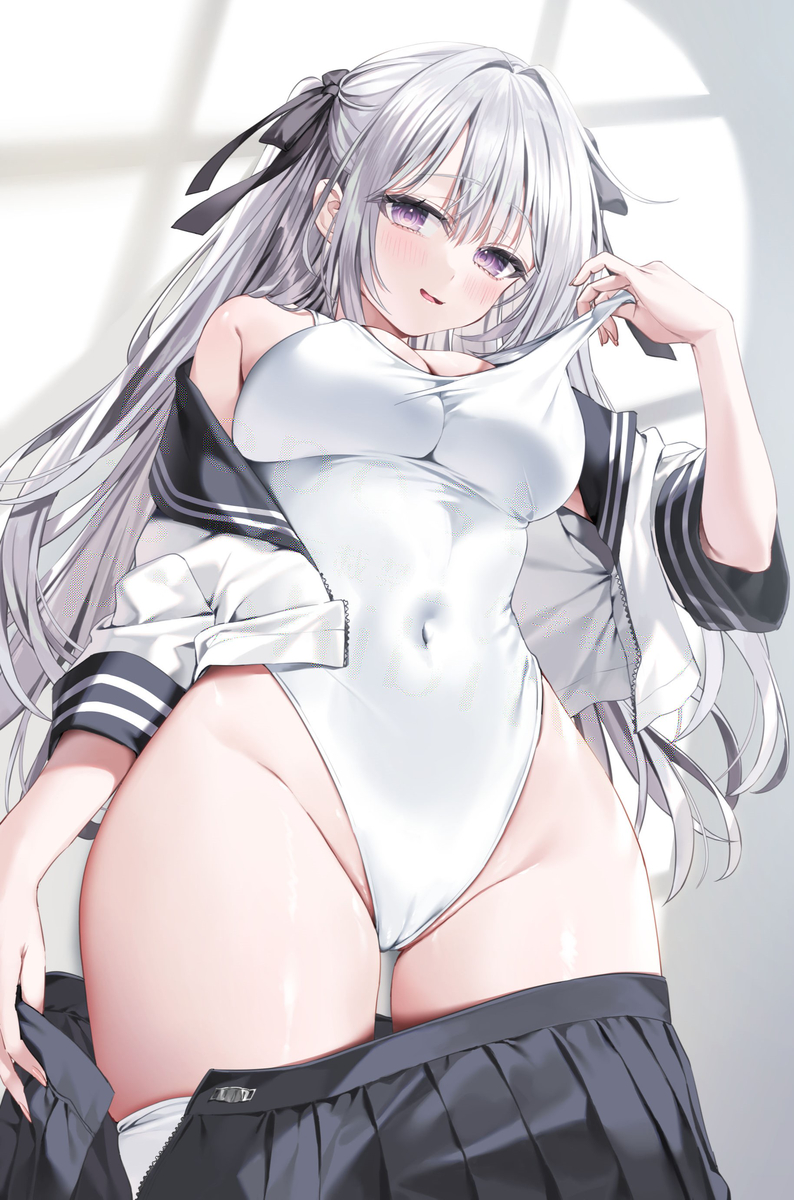 This is a pixiv picture whose title is 白スク.