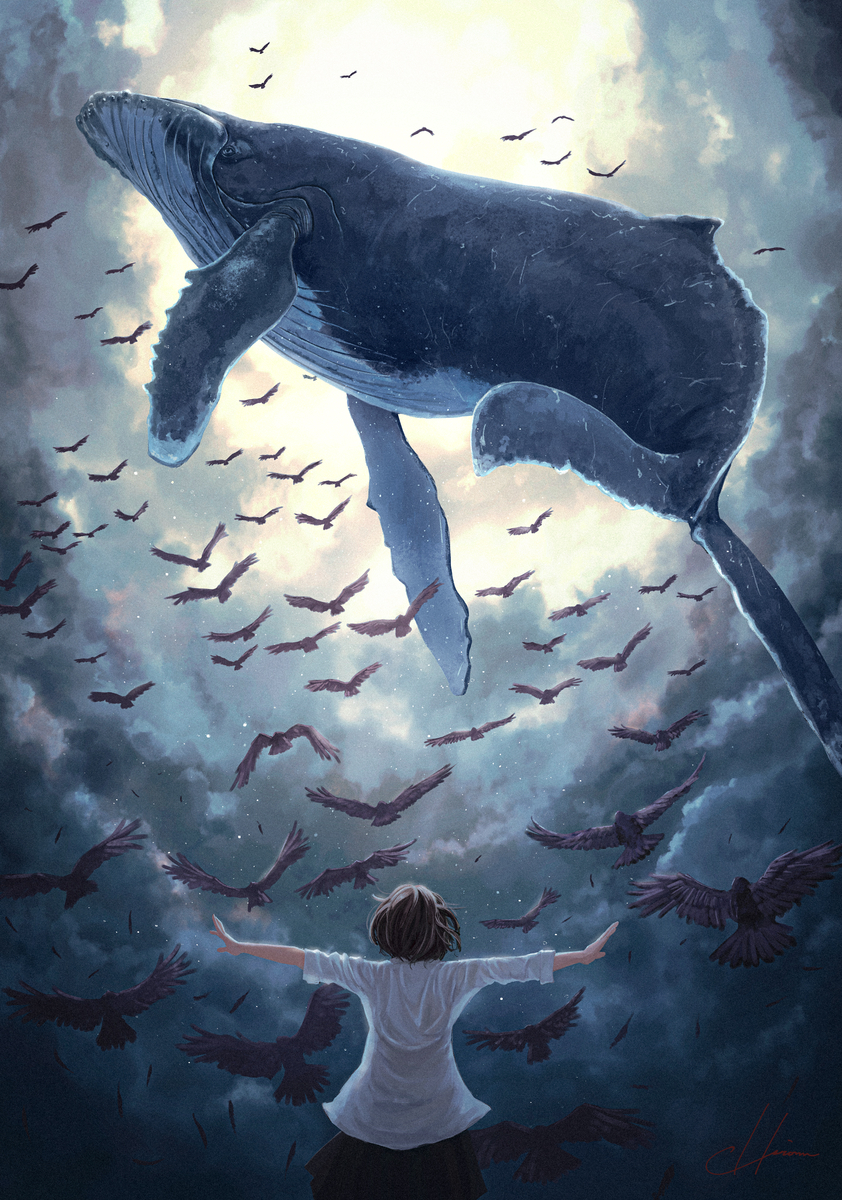 This is a pixiv picture whose title is 私も空を飛びたい.