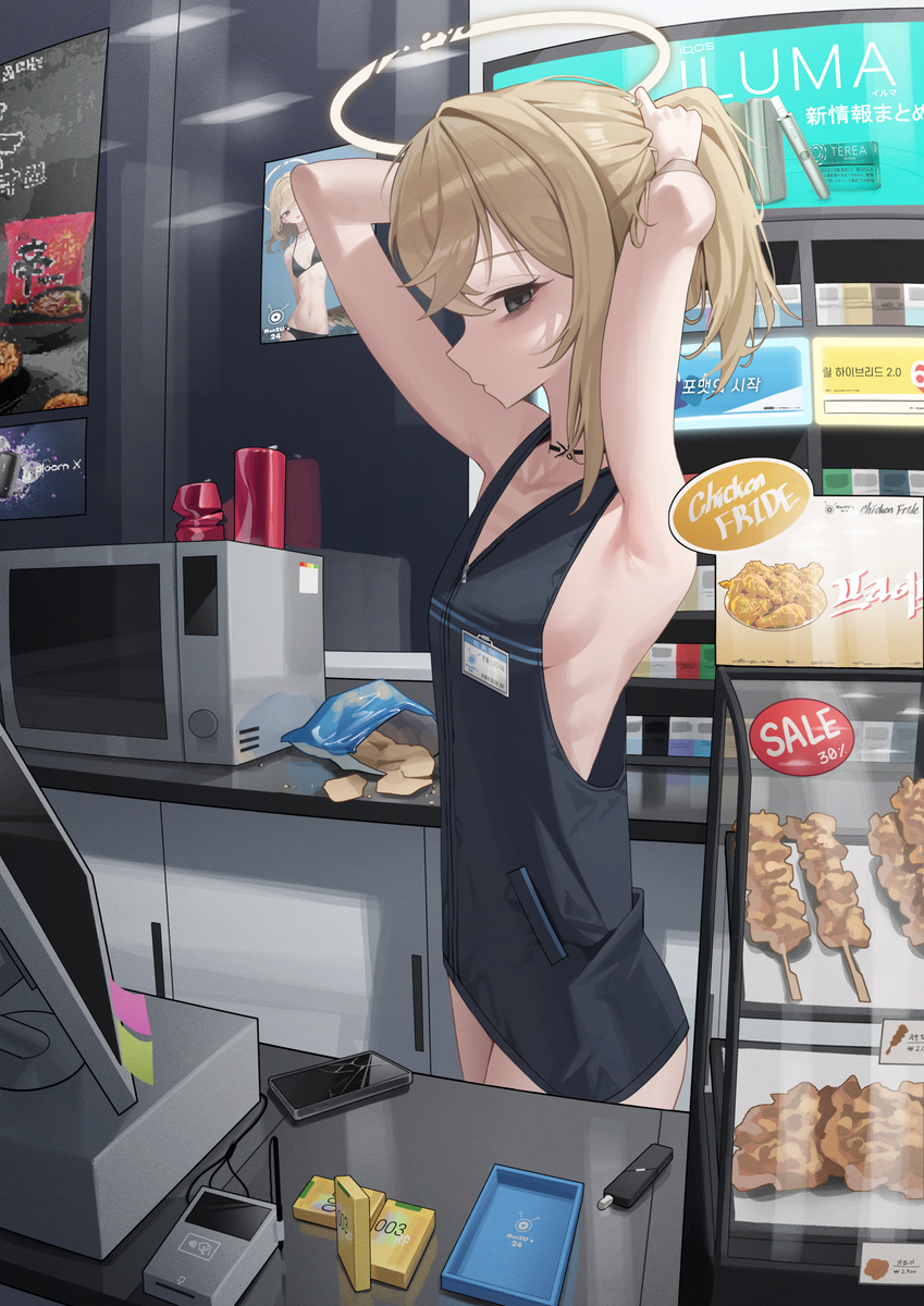This is a pixiv picture whose title is 夜間バイト.