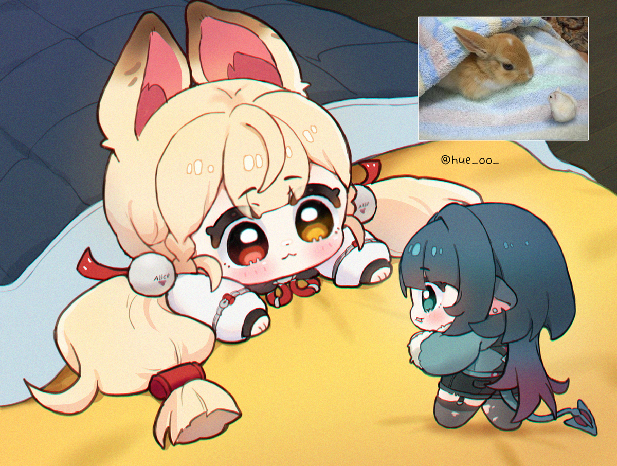 This is a pixiv picture whose title is 🐰🐭.