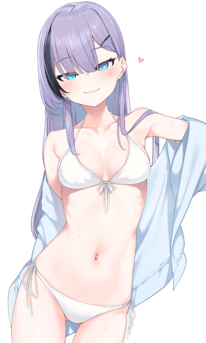 This is a pixiv picture whose title is 白ビキニナスコ.