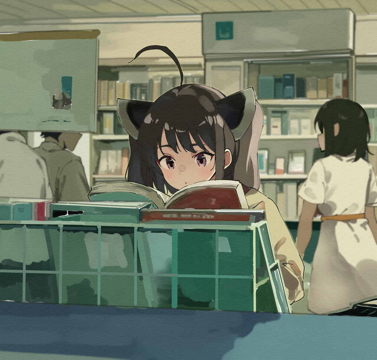 This is a pixiv picture whose title is 本屋にいるきりたん.