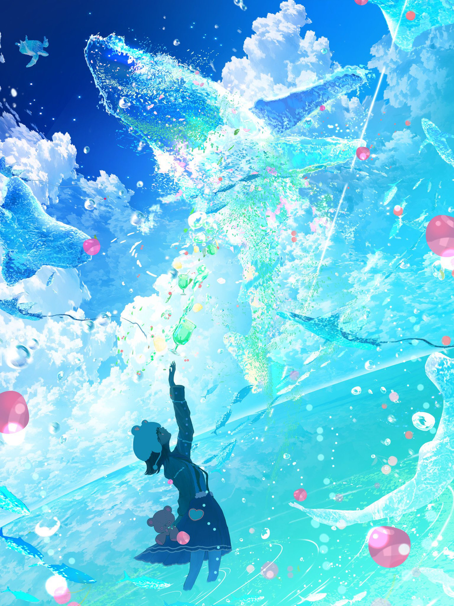 This is a pixiv picture whose title is 泡い思い出  『メロンソーダのように弾ける』.