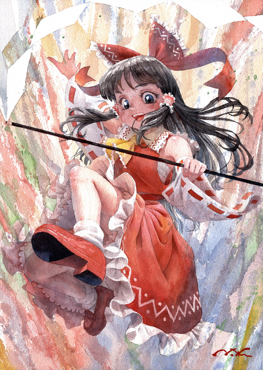 This is a pixiv picture whose title is 博麗キーック.