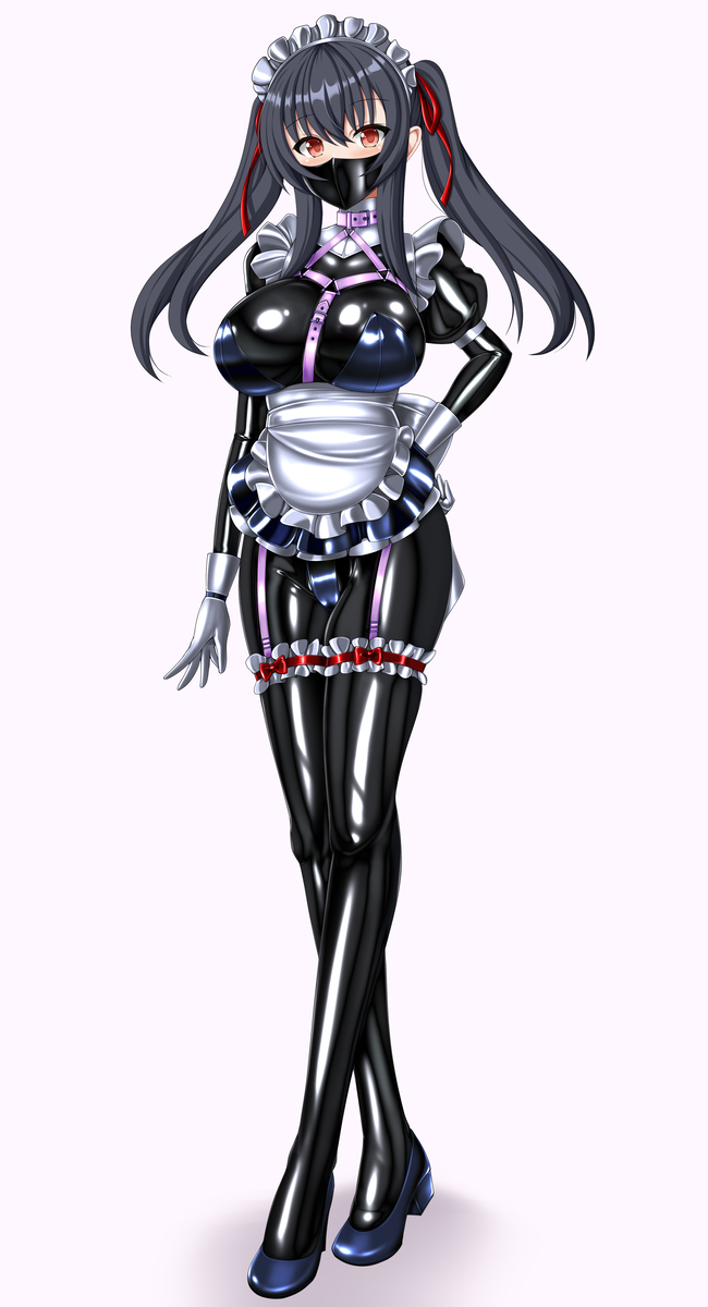 This is a pixiv picture whose title is ぴっちりラバーメイド.