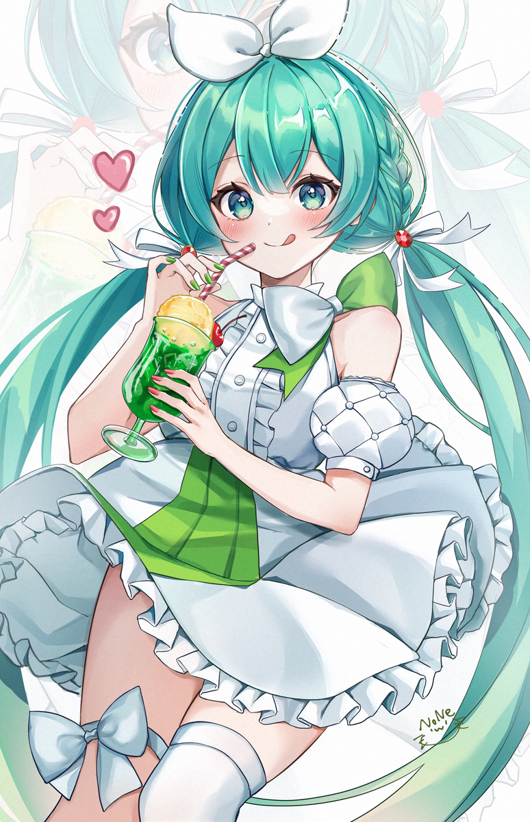 This is a pixiv picture whose title is メロンクリームソーダmiku🍈🍨.