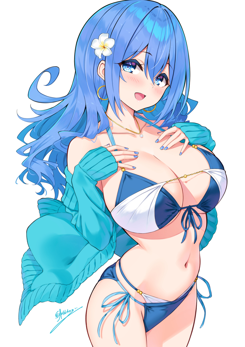 This is a pixiv picture whose title is 水着藍さん.