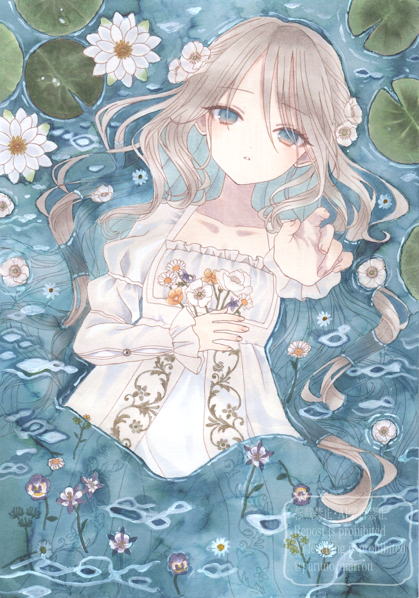 This is a pixiv picture whose title is Ophelia.