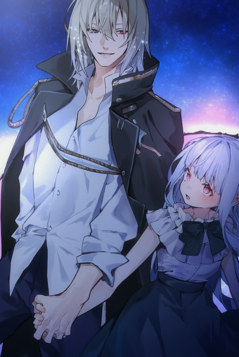 This is a pixiv picture whose title is 【Skeb】星空の下【リク大感謝！】.