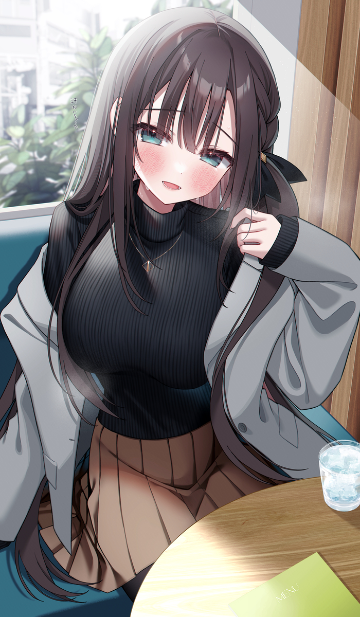 This is a pixiv picture whose title is 「ふぅ…今日暑いね…」.