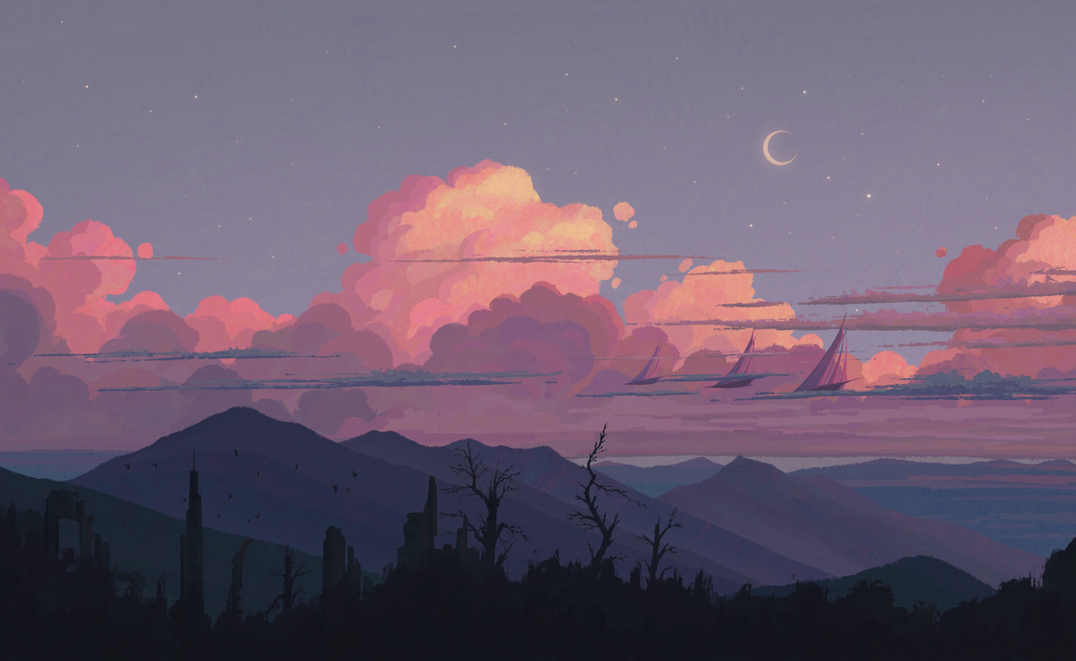 This is a pixiv picture whose title is 在废墟上空.