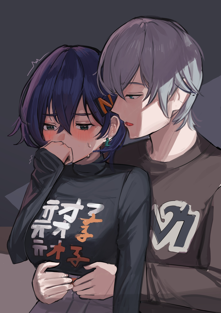This is a pixiv picture whose title is 耳攻めに弱い.