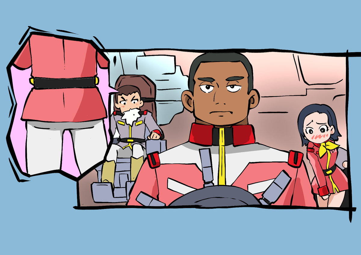 This is a pixiv picture whose title is シャアの変身シーンの時、ソドンクルーに起こったこと.