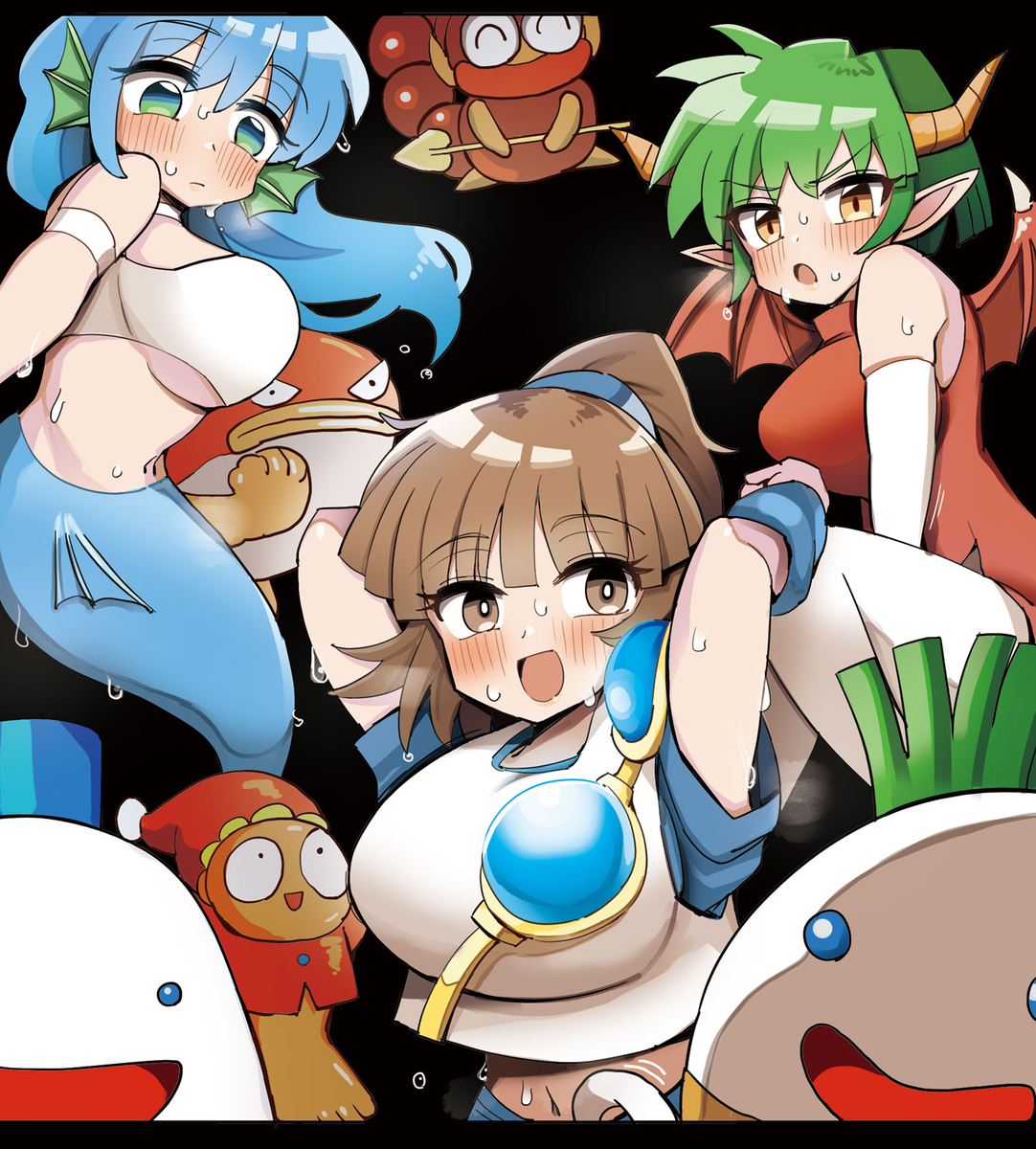This is a pixiv picture whose title is ぷよぷよ通のタイトルコールのアルル達.