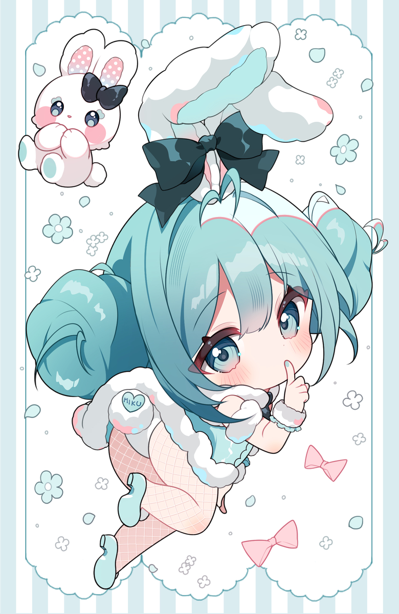 This is a pixiv picture whose title is 🐰🤍.