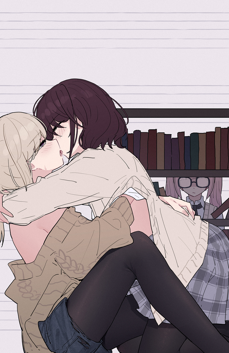 This is a pixiv picture whose title is day97 被学妹推倒的杂鱼学姐😧.