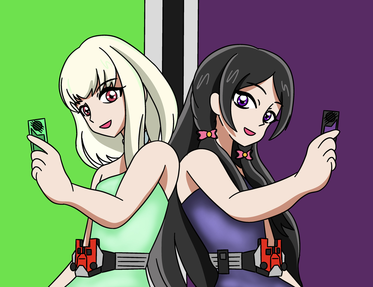 This is a pixiv picture whose title is 2人で1人のプリキュア.