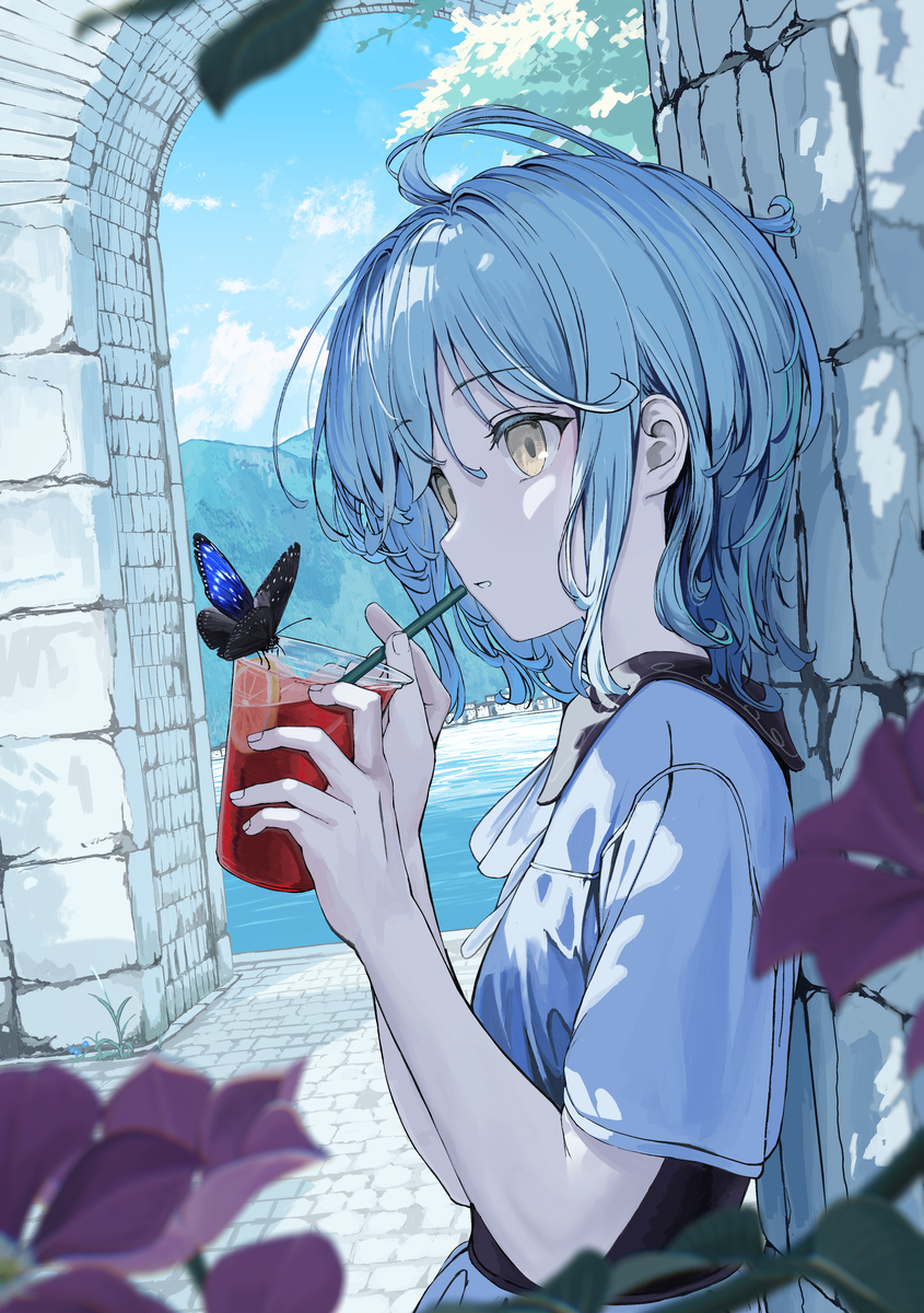 This is a pixiv picture whose title is 蝶々と一緒に.