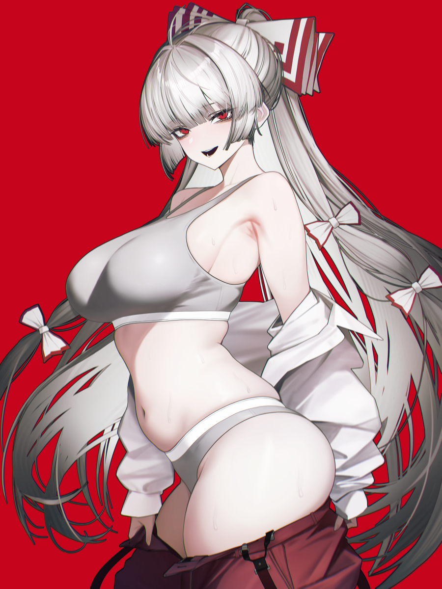 This is a pixiv picture whose title is スポブラ妹紅.