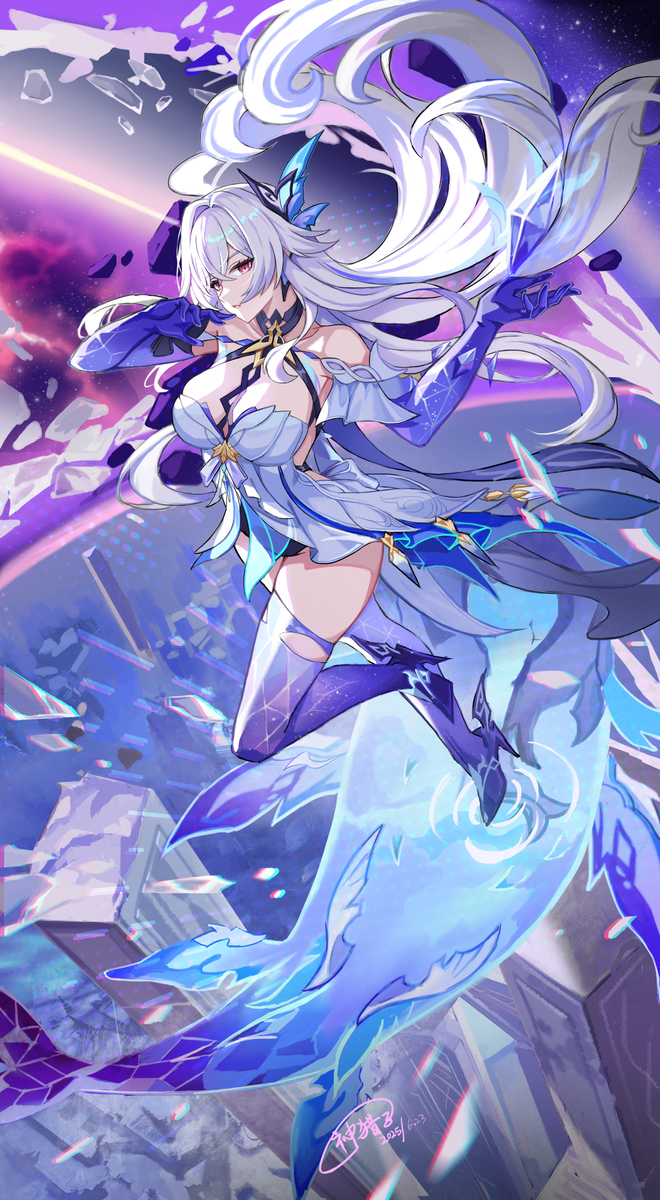 This is a pixiv picture whose title is 原神 丝柯克 同人.