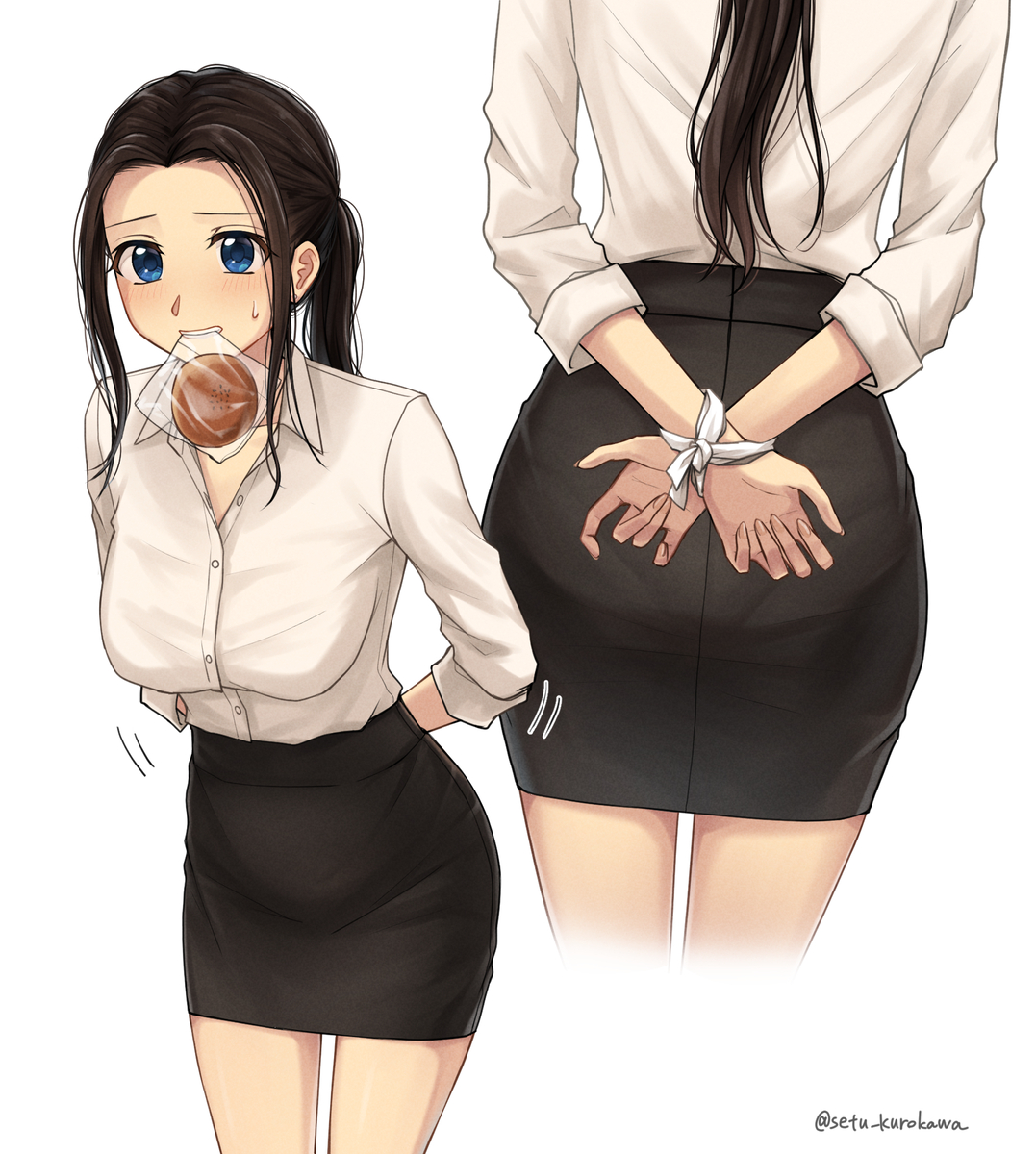 This is a pixiv picture whose title is 拘束OL.