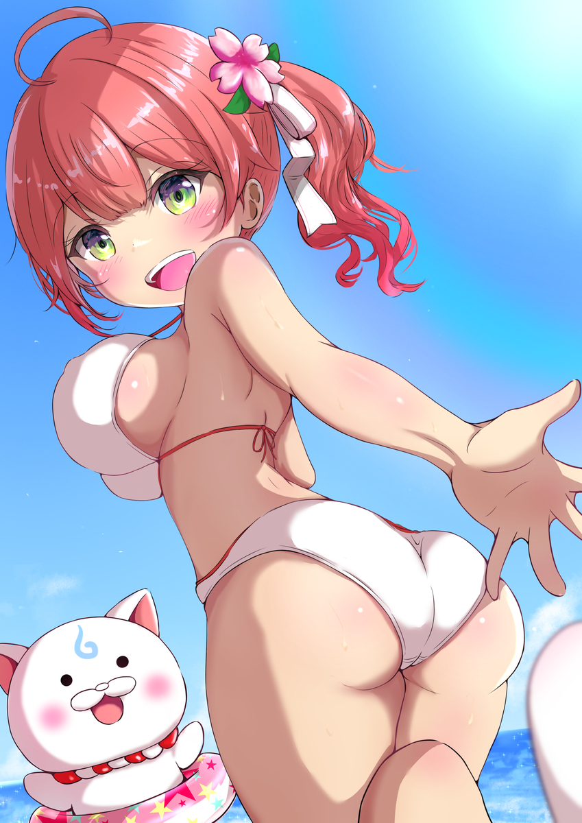 This is a pixiv picture whose title is みこちと海！！.