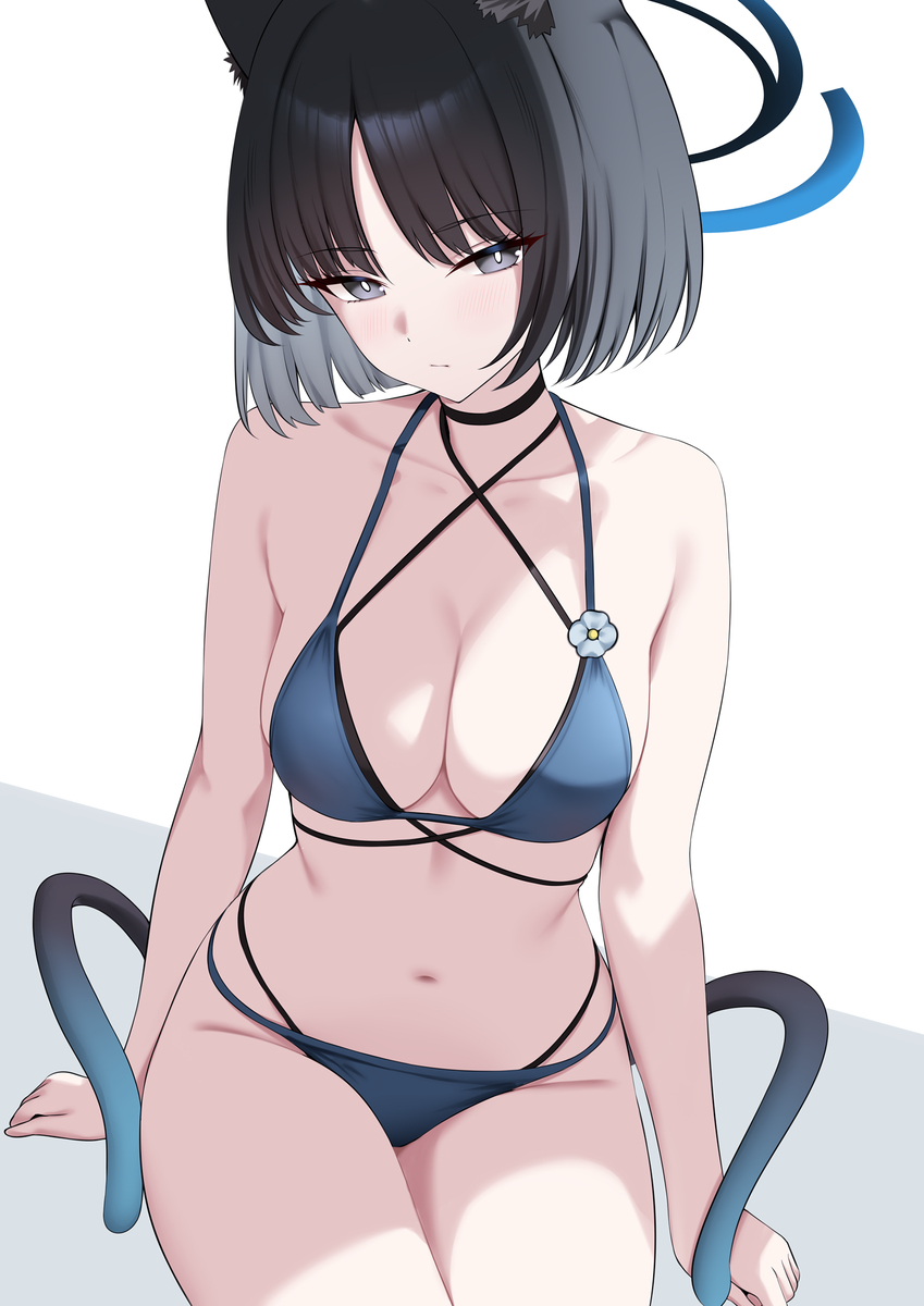 This is a pixiv picture whose title is Kikyou Swimsuit / 桐生キキョウ 💙⛱💦.