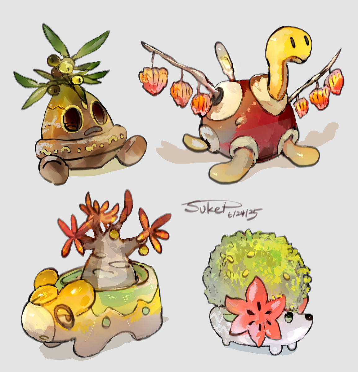 This is a pixiv picture whose title is ポケモンモチーフの植木鉢.