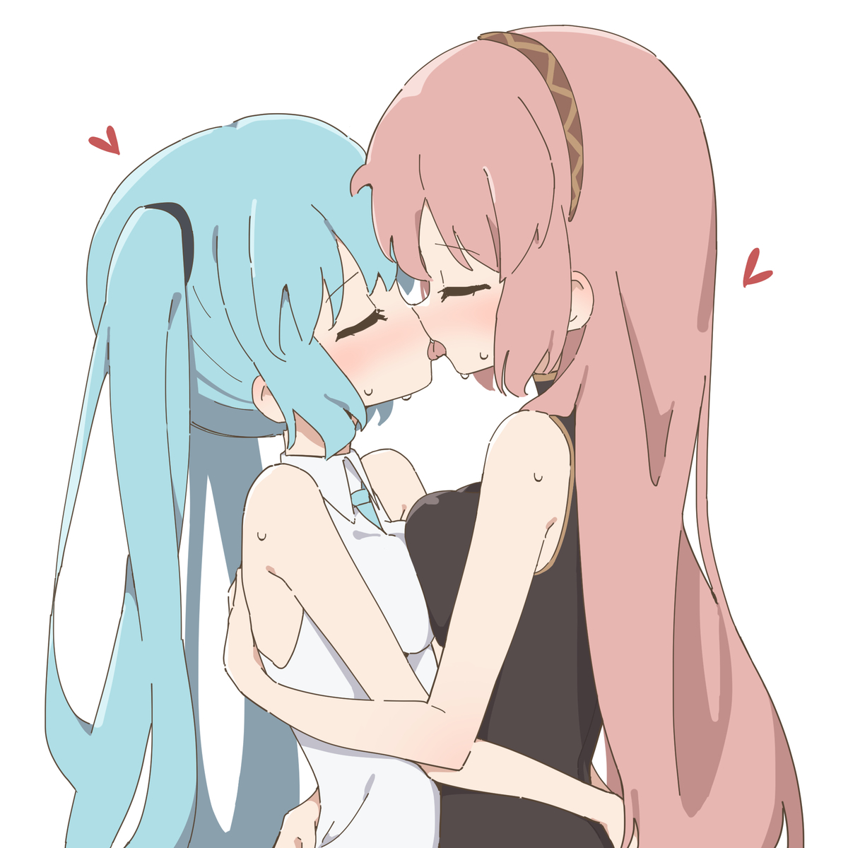 This is a pixiv picture whose title is キスするの好きだよね、ミクちゃん…💕.