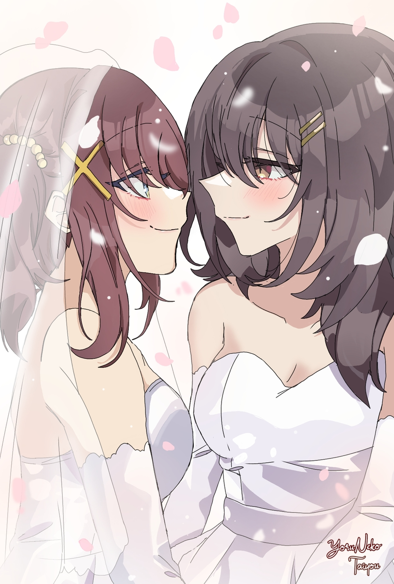 This is a pixiv picture whose title is MakoKurea wedding 🤎🖤.