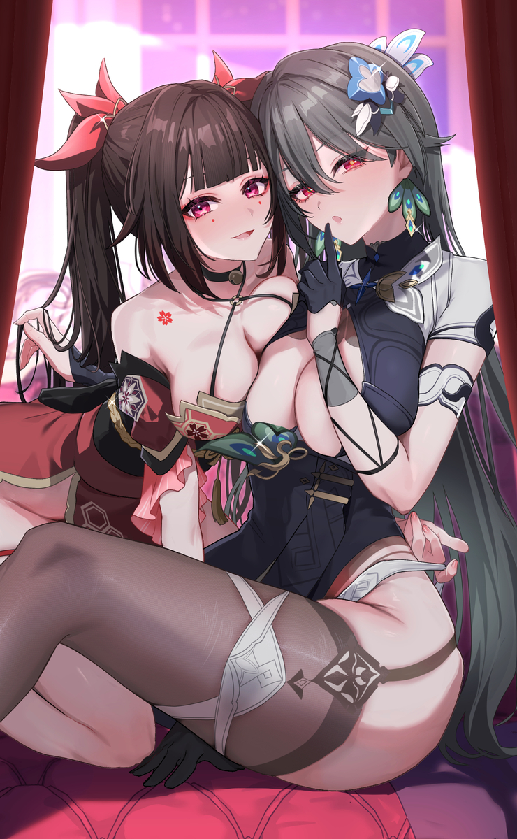 This is a pixiv picture whose title is ❤️💚.