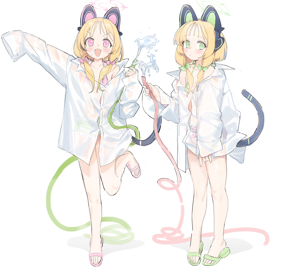 This is a pixiv picture whose title is 💖💚.