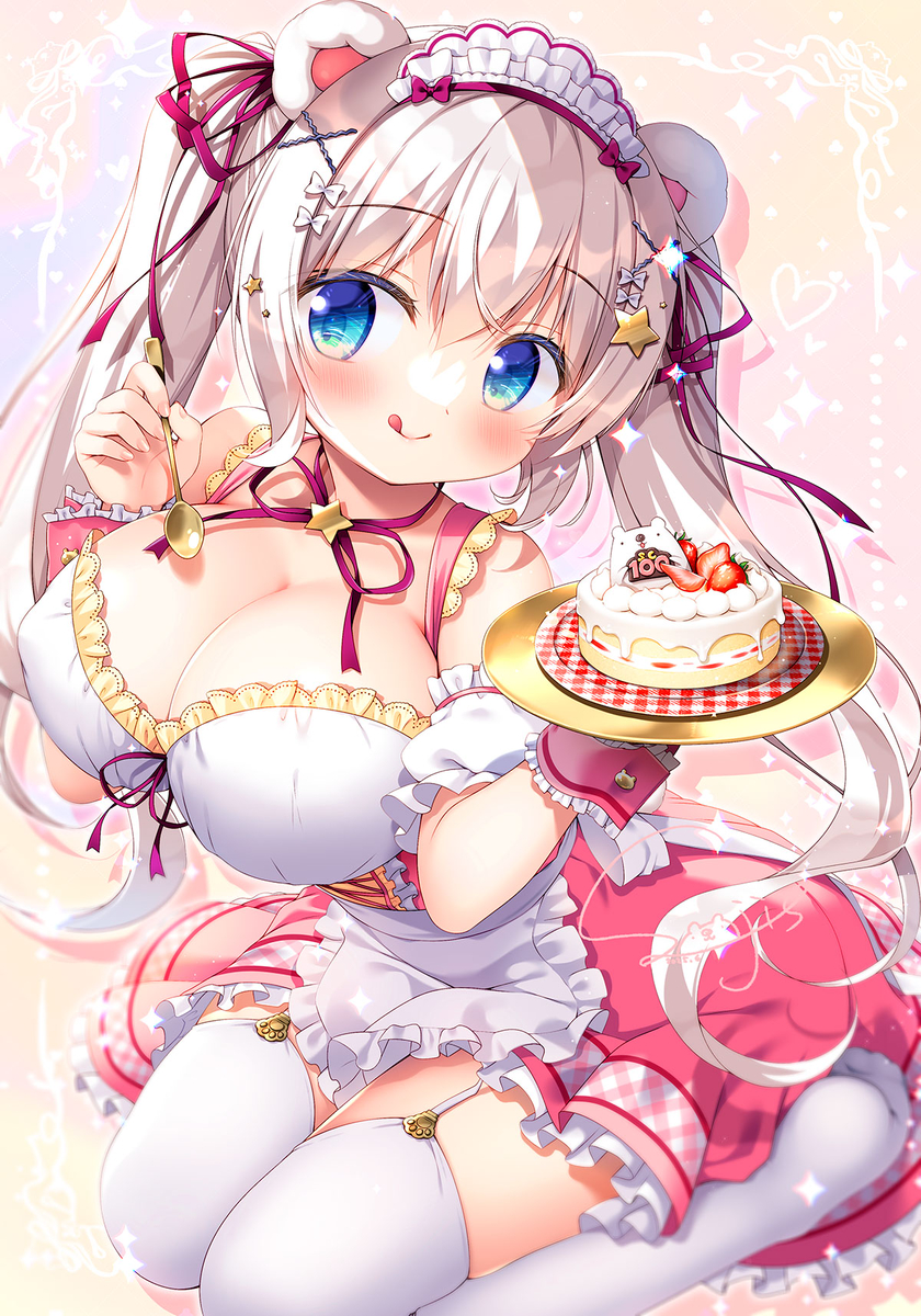 This is a pixiv picture whose title is 「ケーキおいしそうにできたよ～！✨」.