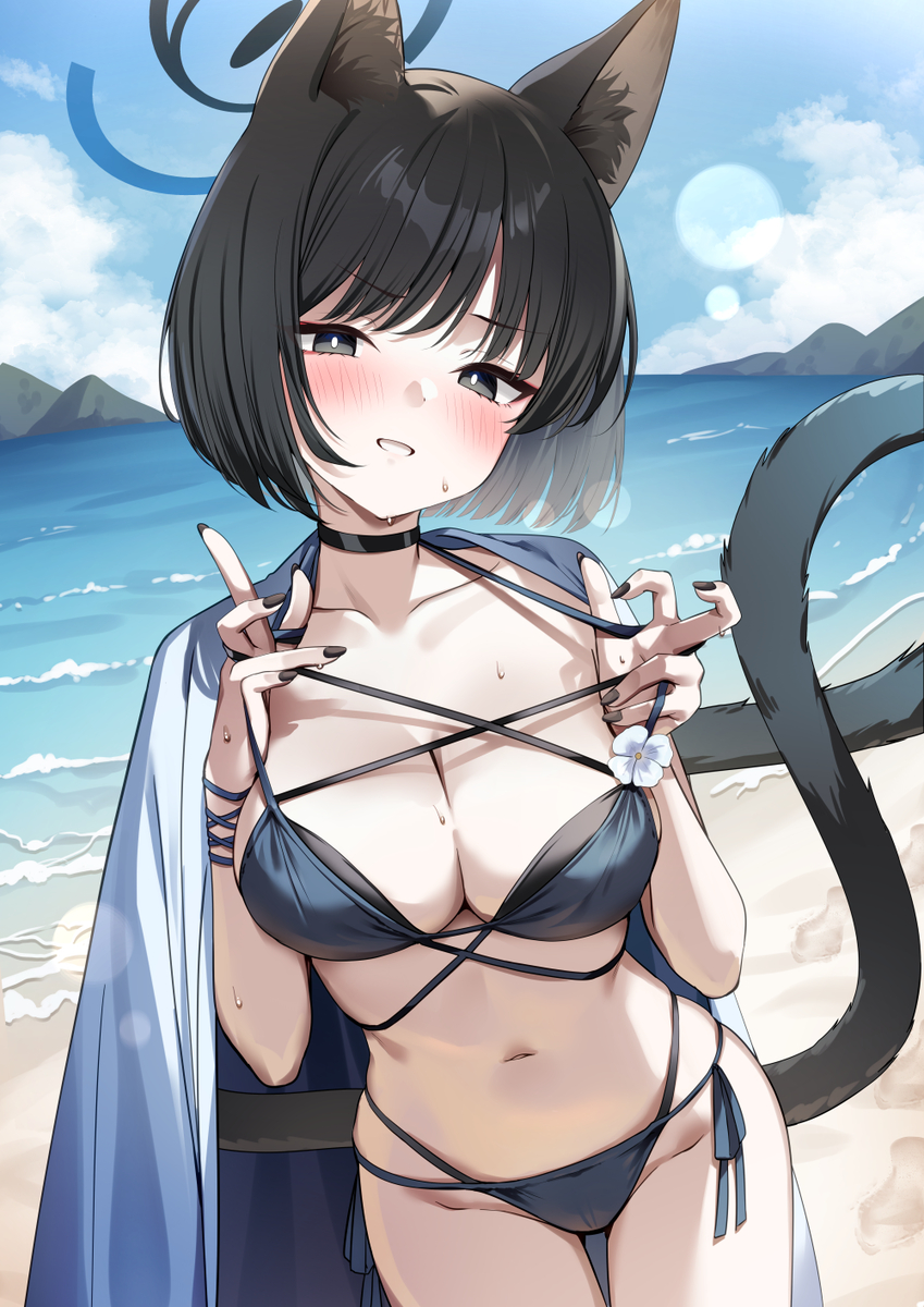 This is a pixiv picture whose title is 水着あやとりキキョウ.