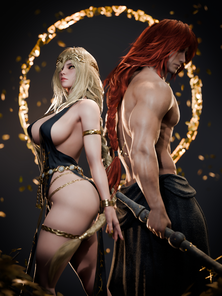 This is a pixiv picture whose title is Queen Marika & Radagon.