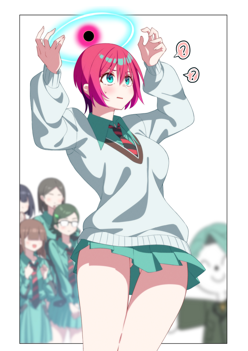This is a pixiv picture whose title is 頭の上に何かが出現したマチュ.