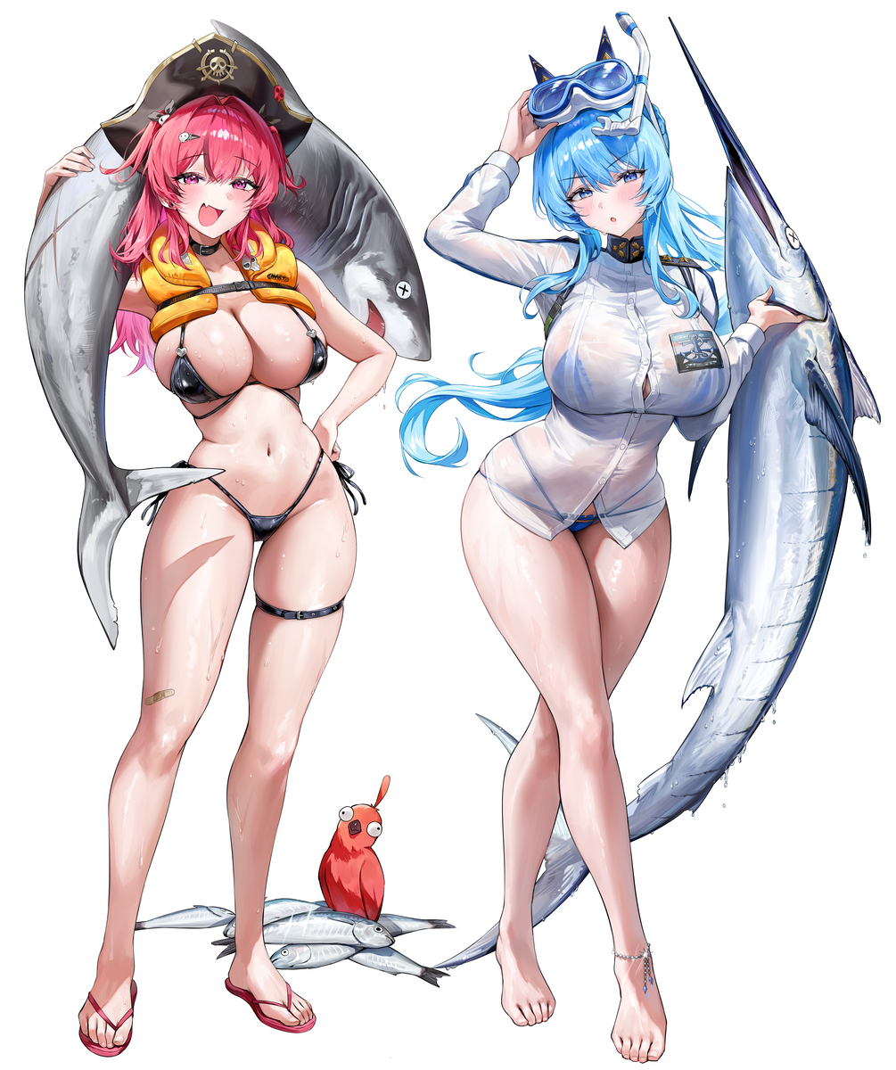 This is a pixiv picture whose title is 大物！！🐟💦.