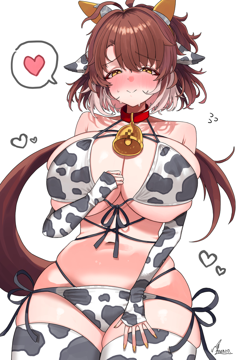 This is a pixiv picture whose title is 牛ビキニダンツ.