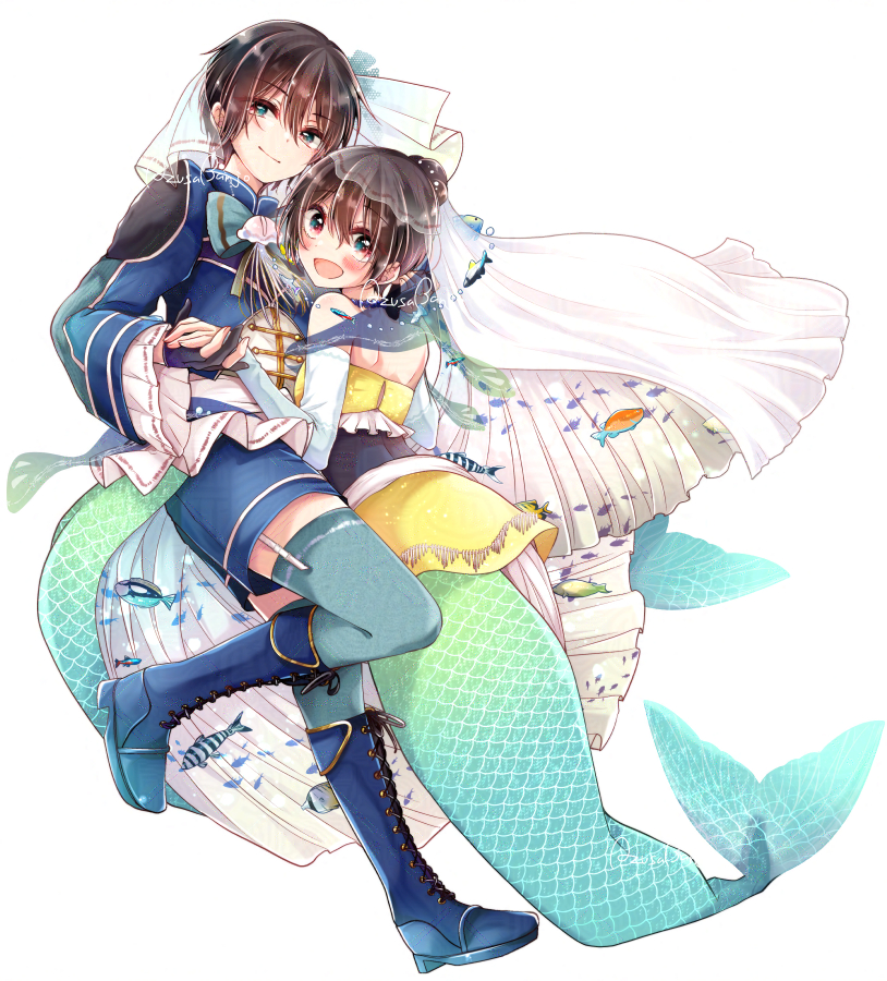 This is a pixiv picture whose title is ふたりの人魚姫♂.