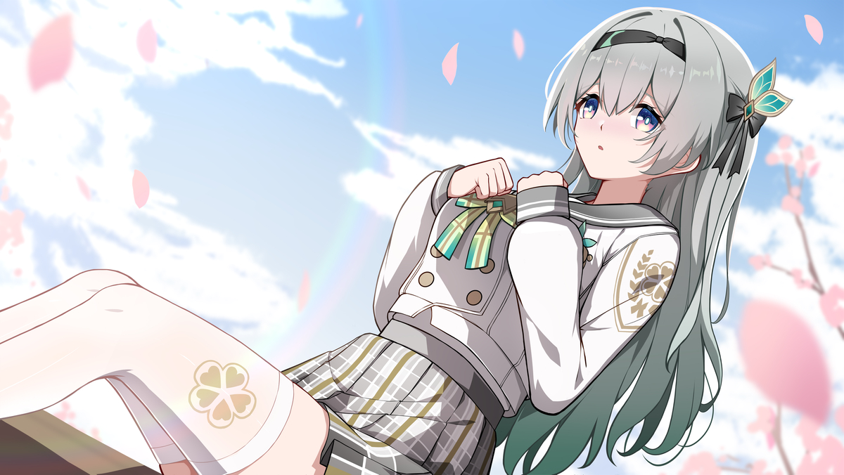 This is a pixiv picture whose title is 流萤-遇见一场花瓣雨.