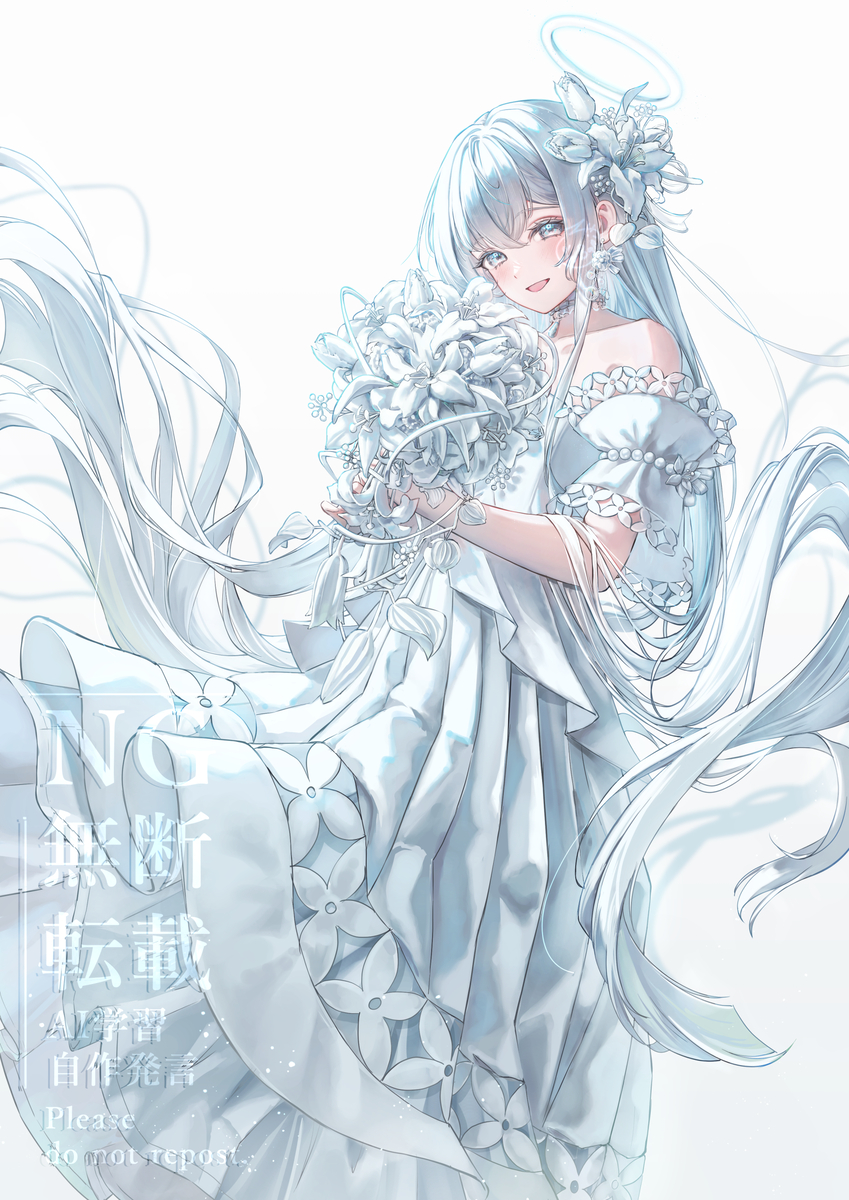 This is a pixiv picture whose title is 『白い花束』.