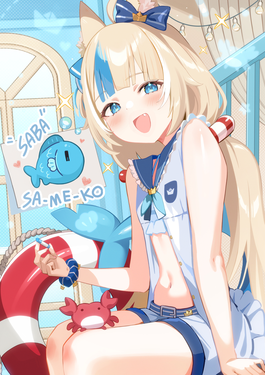 This is a pixiv picture whose title is 🐟Sameko Saba💙.