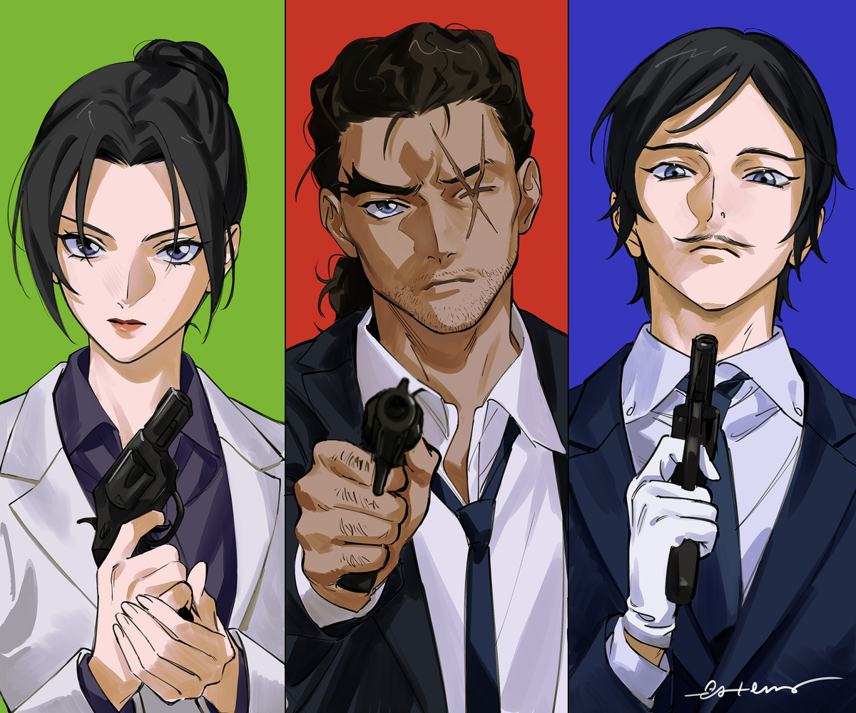 This is a pixiv picture whose title is 長野県警トリオ.